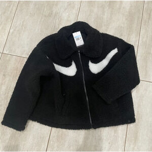 New Nike Sportswear Swoosh Sherpa Full Zip Jacket Black Size Medium DD5620-010